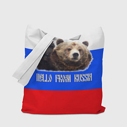Сумка-шопер Привет из России - медведь и триколор, цвет: 3D-принт