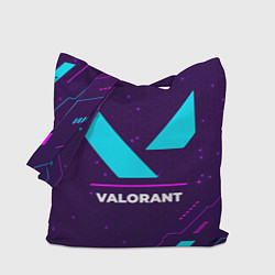 Сумка-шопер Символ Valorant в неоновых цветах на темном фоне, цвет: 3D-принт