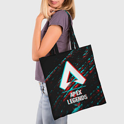 Сумка-шопер Apex Legends в стиле glitch и баги графики на темн, цвет: 3D-принт — фото 2