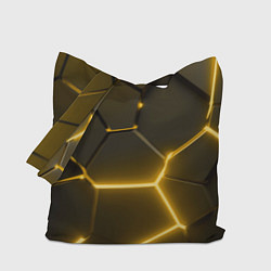 Сумка-шопер Золотые неоновые геометрические плиты, цвет: 3D-принт