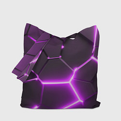 Сумка-шопер Фиолетовые неоновые геометрические плиты, цвет: 3D-принт