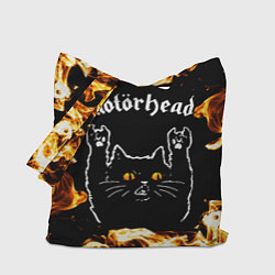 Сумка-шопер Motorhead рок кот и огонь, цвет: 3D-принт