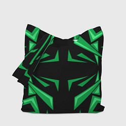 Сумка-шоппер Фигуры зеленого цвета на черном фоне geometry