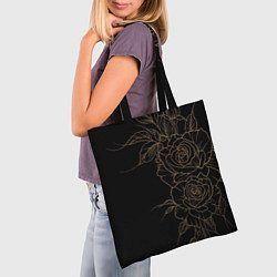 Сумка-шопер Элегантные розы на черном фоне, цвет: 3D-принт — фото 2