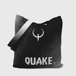Сумка-шопер Quake glitch на темном фоне: символ, надпись, цвет: 3D-принт