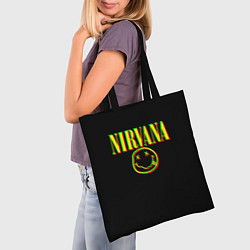 Сумка-шопер Nirvana logo glitch, цвет: 3D-принт — фото 2