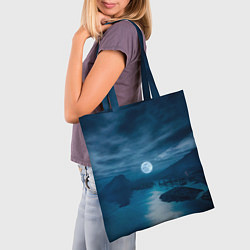 Сумка-шопер Пейзаж озера, берега и луны - Dear Esther, цвет: 3D-принт — фото 2