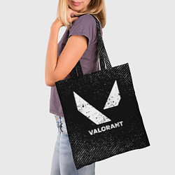 Сумка-шопер Valorant с потертостями на темном фоне, цвет: 3D-принт — фото 2