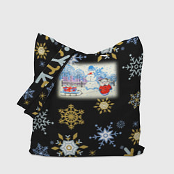 Сумка-шоппер Новый год мальчик с санками