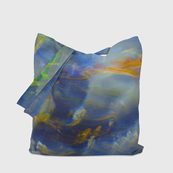 Сумка-шоппер Абстрактные мазки красок и силуэт - Синий