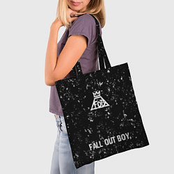 Сумка-шопер Fall Out Boy glitch на темном фоне: символ, надпис, цвет: 3D-принт — фото 2