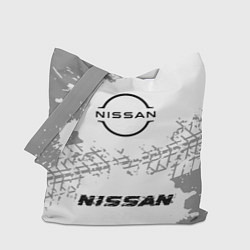 Сумка-шопер Nissan speed шины на светлом: символ, надпись, цвет: 3D-принт