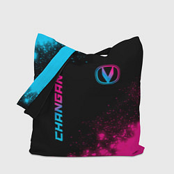 Сумка-шопер Changan - neon gradient: надпись, символ, цвет: 3D-принт