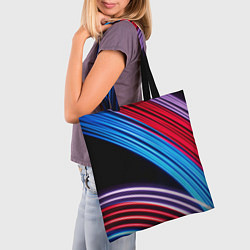 Сумка-шопер Красные и голубые абстрактные линии, цвет: 3D-принт — фото 2