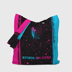 Сумка-шопер Attack on Titan - neon gradient: символ, надпись, цвет: 3D-принт