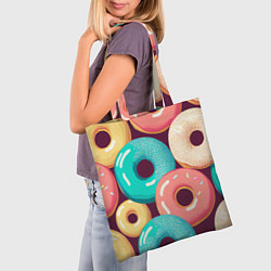 Сумка-шопер Пончики и только пончики, цвет: 3D-принт — фото 2