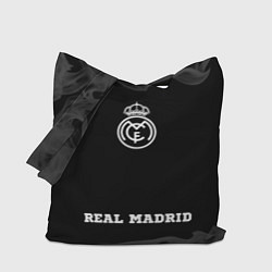Сумка-шопер Real Madrid sport на темном фоне: символ, надпись, цвет: 3D-принт