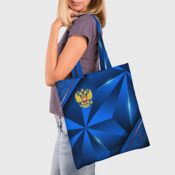 Сумка-шопер Герб РФ на синем объемном фоне, цвет: 3D-принт — фото 2