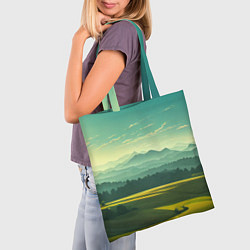 Сумка-шопер Зелёная долина, пейзаж, цвет: 3D-принт — фото 2