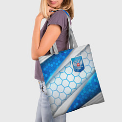Сумка-шопер Синий герб России на объемном фоне, цвет: 3D-принт — фото 2
