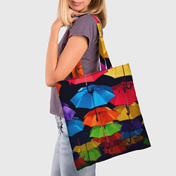 Сумка-шопер Разноцветные зонтики - композиция, цвет: 3D-принт — фото 2
