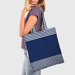 Сумка-шопер Синий полосатый узор, цвет: 3D-принт — фото 2