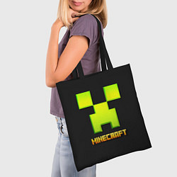 Сумка-шопер Minecraft: neon logo, цвет: 3D-принт — фото 2
