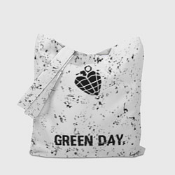 Сумка-шопер Green Day glitch на светлом фоне: символ, надпись, цвет: 3D-принт