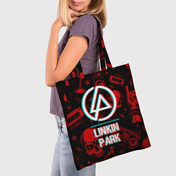 Сумка-шопер Linkin Park rock glitch, цвет: 3D-принт — фото 2