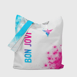 Сумка-шопер Bon Jovi neon gradient style: надпись, символ, цвет: 3D-принт