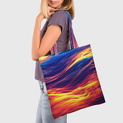 Сумка-шопер Волны неон, цвет: 3D-принт — фото 2