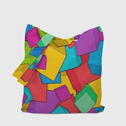Сумка-шопер Фон из разноцветных кубиков, цвет: 3D-принт