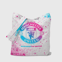 Сумка-шопер Manchester United neon gradient style, цвет: 3D-принт