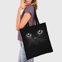 Сумка-шопер Взгляд чёрного кота, цвет: 3D-принт — фото 2