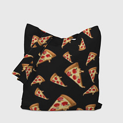 Сумка-шоппер Куски пиццы на черном фоне