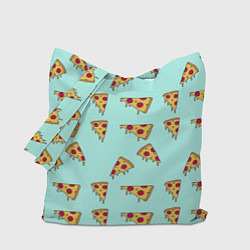 Сумка-шоппер Куски пиццы на голубом фоне