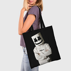 Сумка-шопер Marshmello на чёрном фоне, цвет: 3D-принт — фото 2