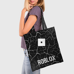 Сумка-шопер Roblox glitch на темном фоне: символ, надпись, цвет: 3D-принт — фото 2