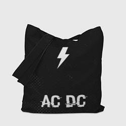 Сумка-шопер AC DC glitch на темном фоне: символ, надпись, цвет: 3D-принт