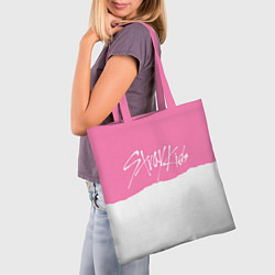 Сумка-шопер Stray Kids pink and white, цвет: 3D-принт — фото 2