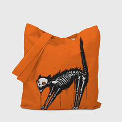 Сумка-шопер Котик скелетик - Хеллоуин, цвет: 3D-принт