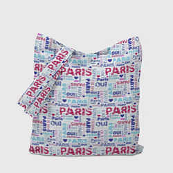 Сумка-шоппер Парижская бумага с надписями - текстура