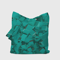 Сумка-шопер Абстрактные сине-зелёные кубы, цвет: 3D-принт