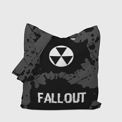 Сумка-шопер Fallout glitch на темном фоне: символ, надпись, цвет: 3D-принт