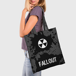 Сумка-шопер Fallout glitch на темном фоне: символ, надпись, цвет: 3D-принт — фото 2