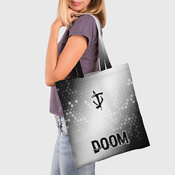 Сумка-шопер Doom glitch на светлом фоне: символ, надпись, цвет: 3D-принт — фото 2