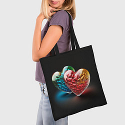 Сумка-шопер Сердечки для влюблённых, цвет: 3D-принт — фото 2