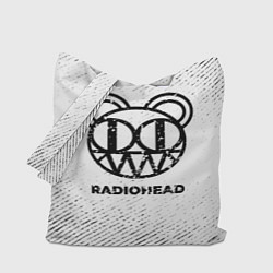 Сумка-шопер Radiohead с потертостями на светлом фоне, цвет: 3D-принт