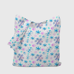 Сумка-шопер Снежинки - новый год, цвет: 3D-принт