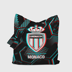 Сумка-шопер Monaco FC в стиле glitch на темном фоне, цвет: 3D-принт